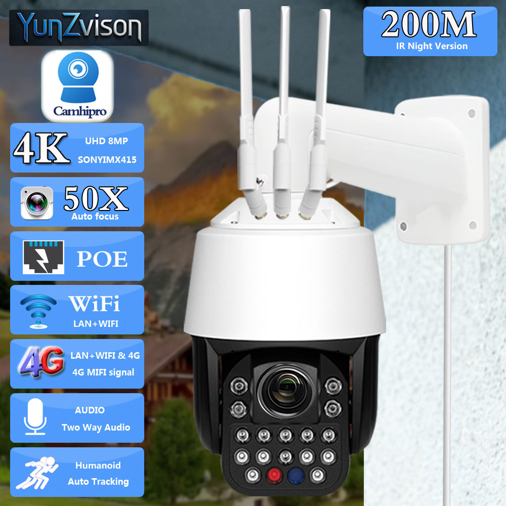 Poe Security Camera 8Mp 4K - Cámara IP de seguridad inalámbrica con