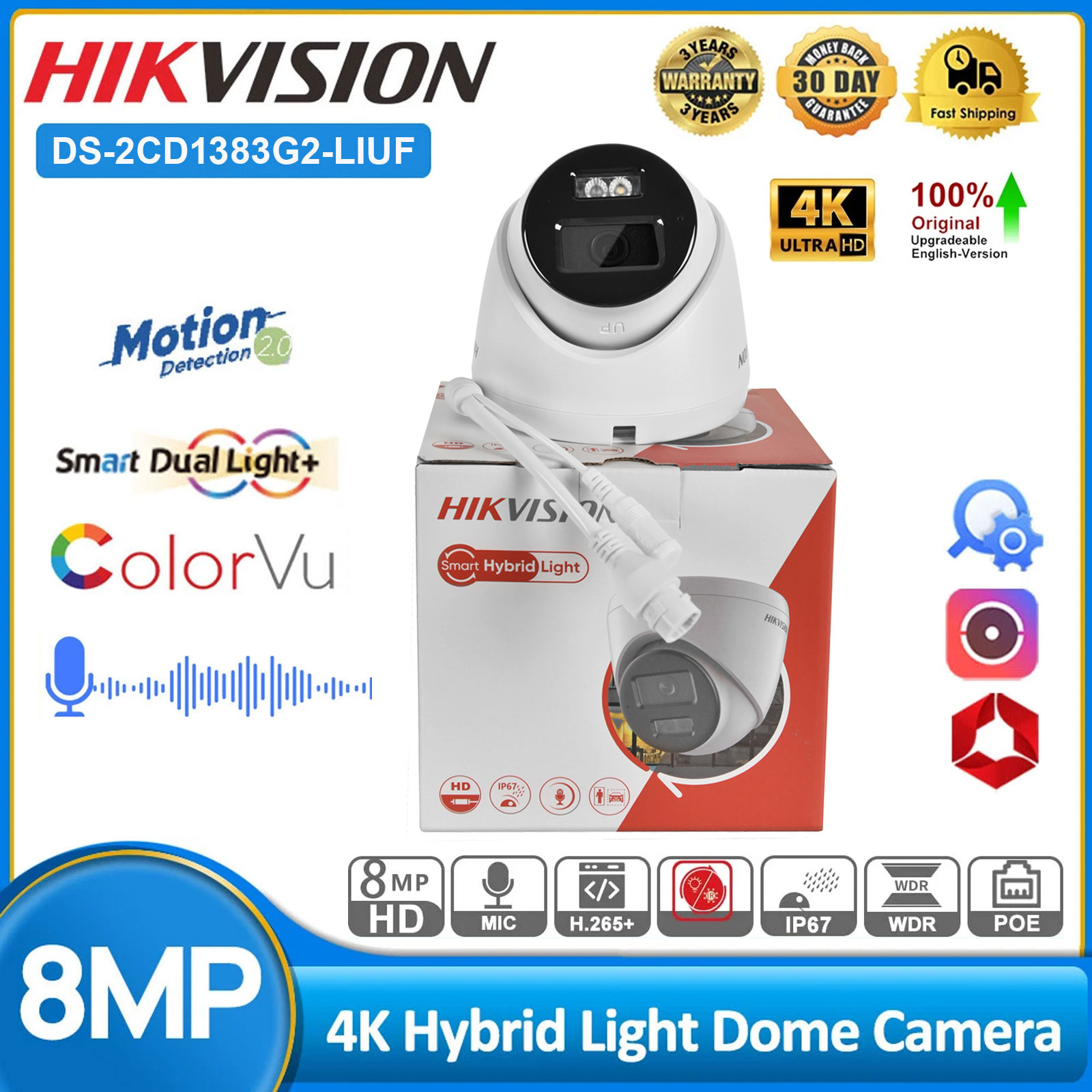 Hikvision Ip Camera 8Mp Dome - Cámara IP Hikvision de 8MP DS-2CD1383G2-LIUF