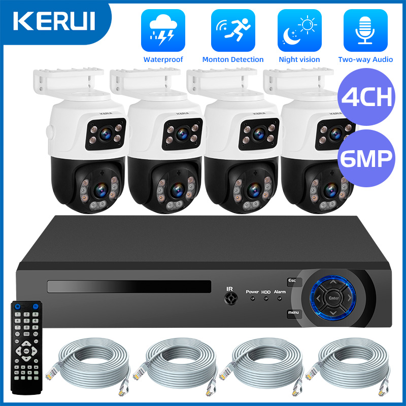 Nvr Kit 4 Camera 5Mp Poe - KERUI-cámara PTZ de doble lente Full