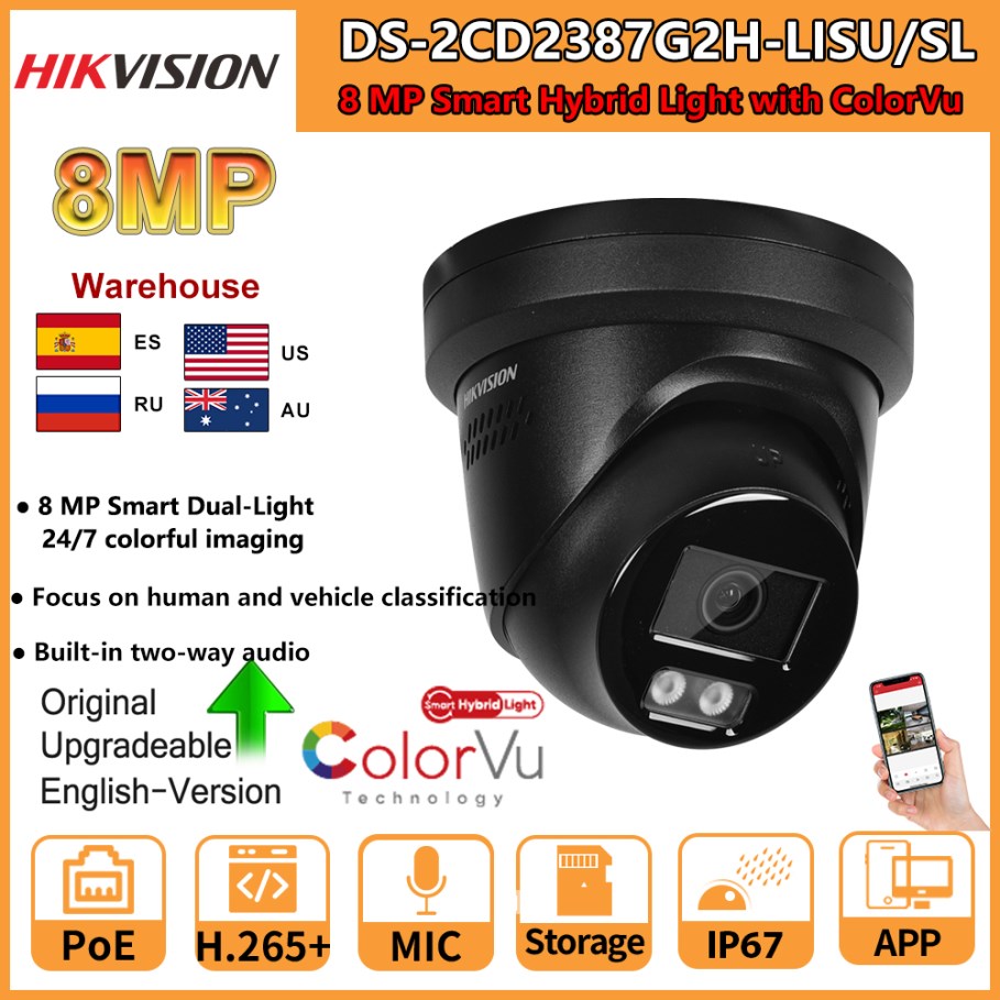 Hikvision Ip Camera 8Mp Dome - Cámara IP Hikvision 8MP DS-2CD2387G2H-LISU/SL, Luz
