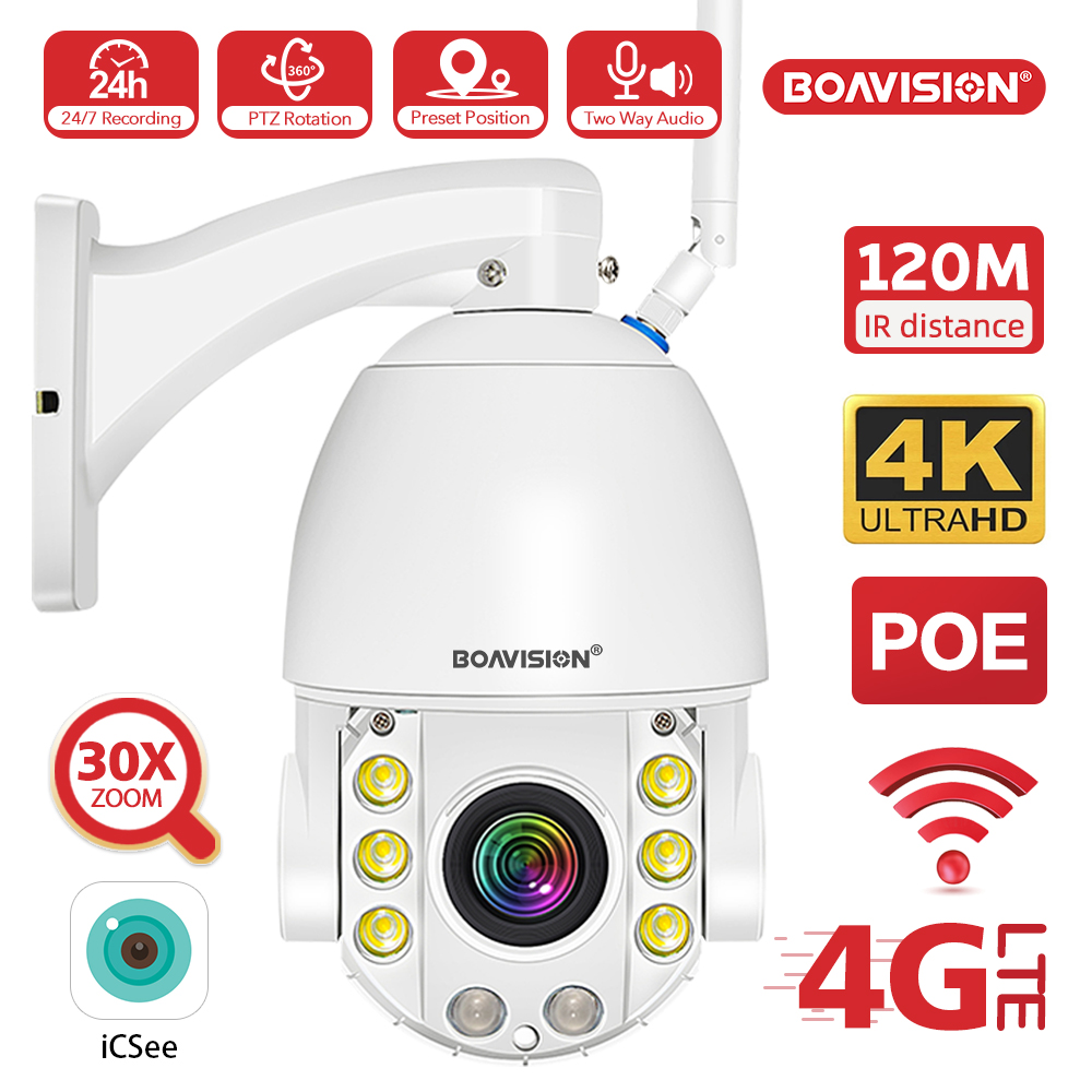Ptz Camera 30X Zoom Poe - Cámara de seguridad HD 4K 8MP