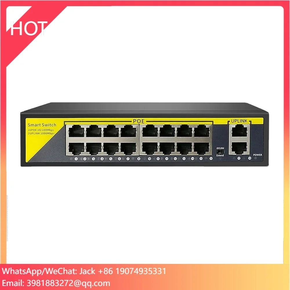 Nvr Poe Switch 16 Port - Switch Gigabit de 18 Puertos IEEE802.3af