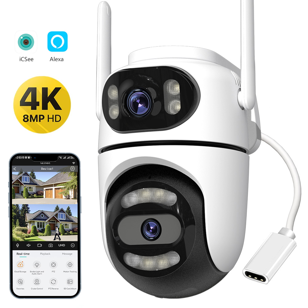 Ip Camera 4K 8Mp Outdoor Ptz - Cámara PTZ Wifi HD 4K de