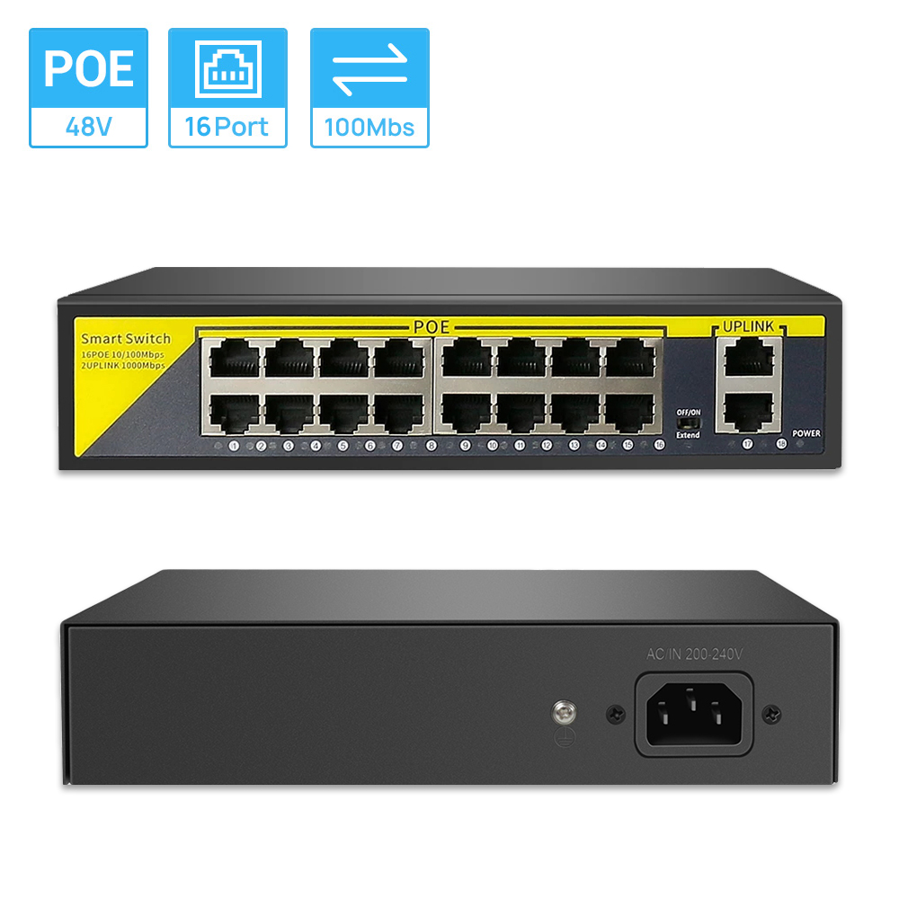 Interruptor POE de 16 canales, - Nvr Poe Switch 16 Port reseña y precio