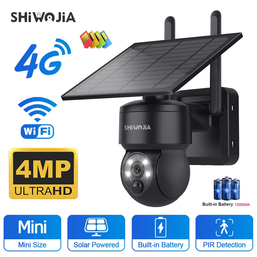 SHIWOJIA-cámara Solar PTZ inal - Security Camera System Solar 4G reseña y precio