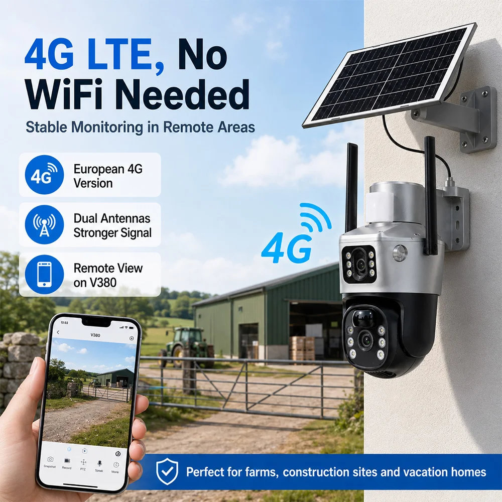 Cámara de seguridad solar 4G,  - Security Camera System Solar 4G reseña y precio