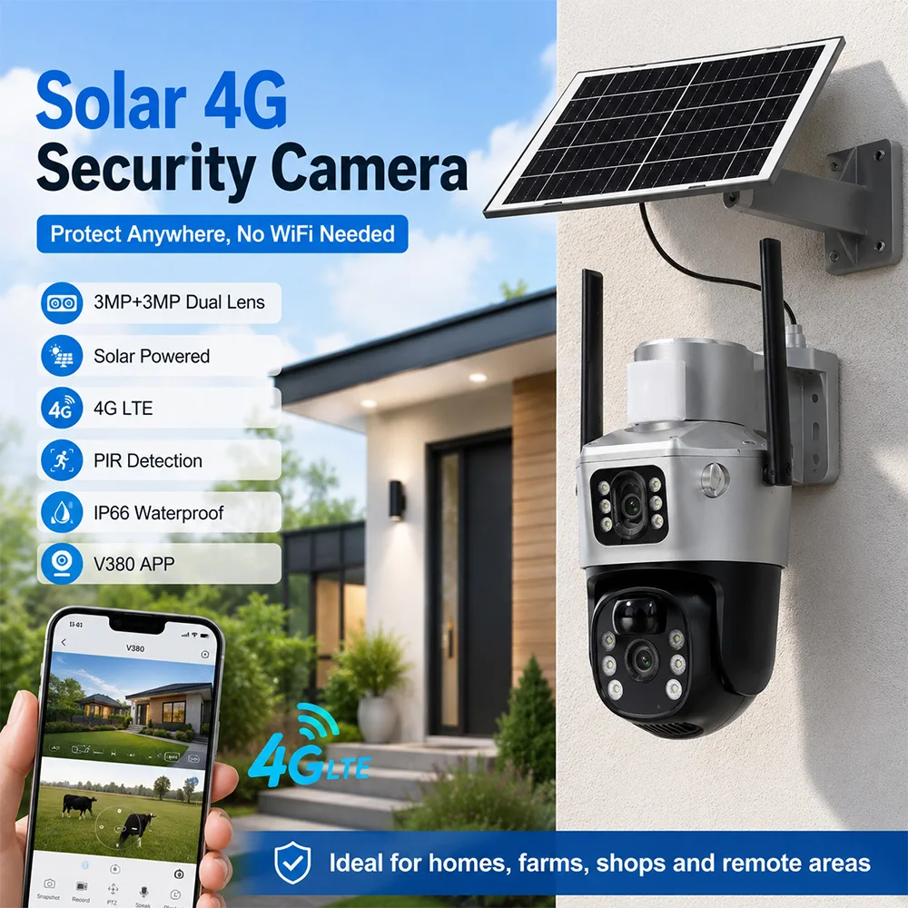 Cámara de seguridad solar 4G,  - Security Camera System Solar 4G reseña y precio