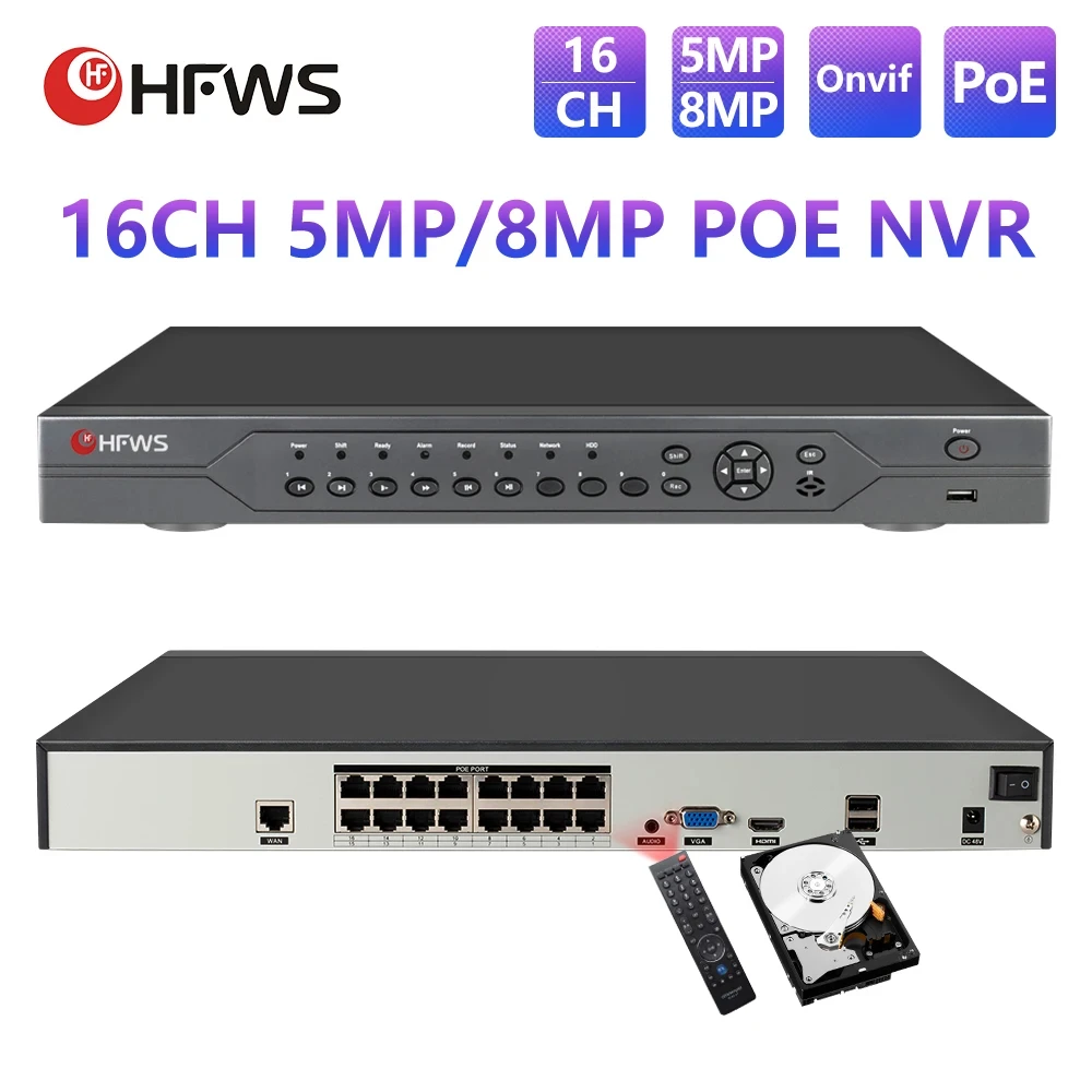 HFWVISION 16CH 8MP 4K CCTV gra - Nvr 16 Channel 4K H265 reseña y precio