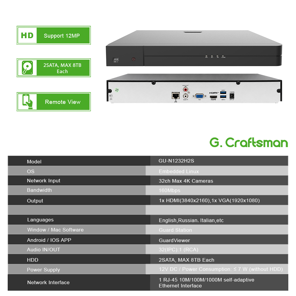 UNI 32CH NVR 12MP registrador  - Nvr 32 Channel 12Mp reseña y precio
