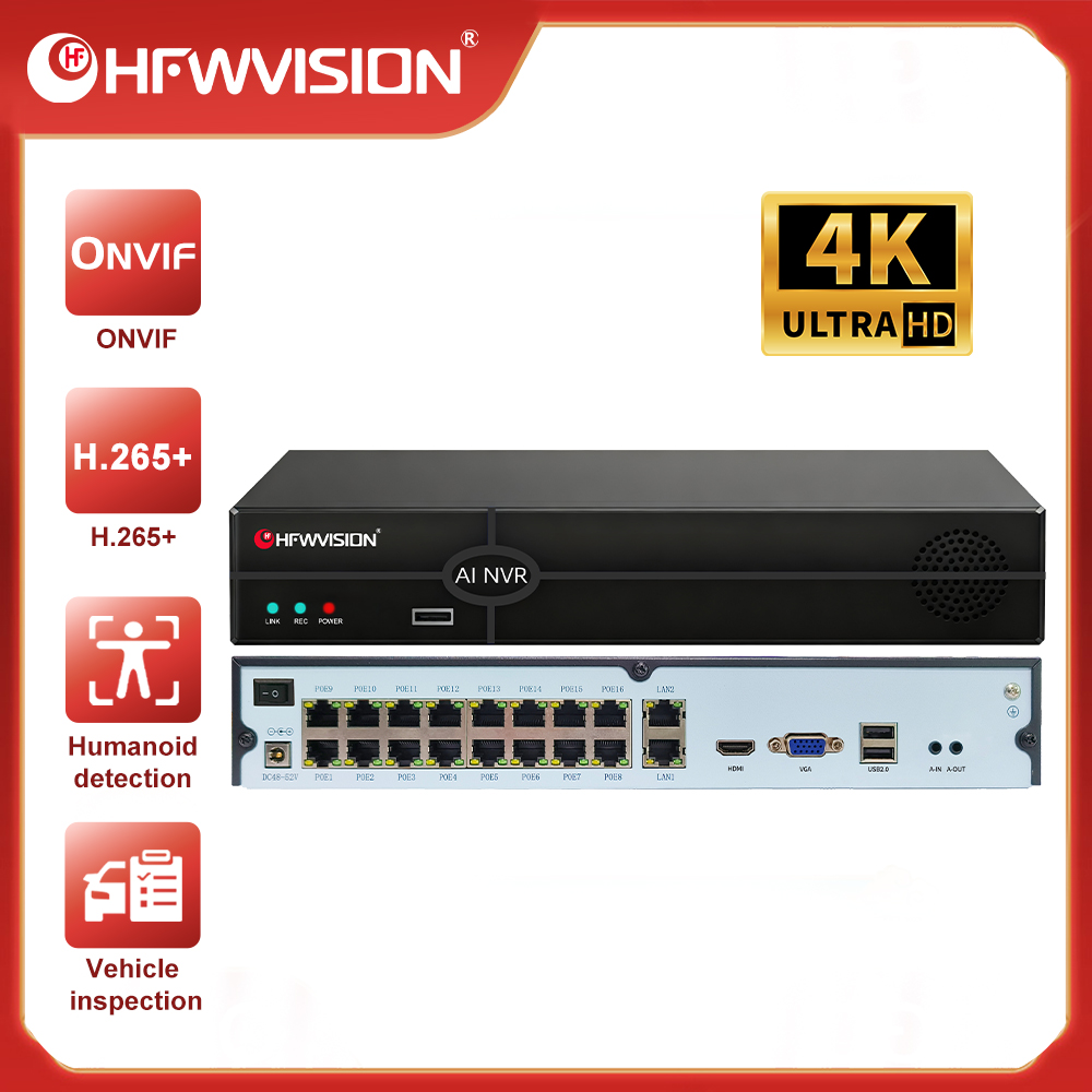 HFWVISION NVR POE 4K de 16 Can - Nvr 16 Channel 4K H265 reseña y precio