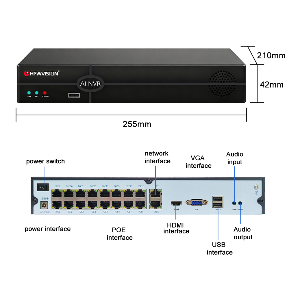 HFWVISION NVR POE 4K de 16 Can - Nvr 16 Channel 4K H265 reseña y precio