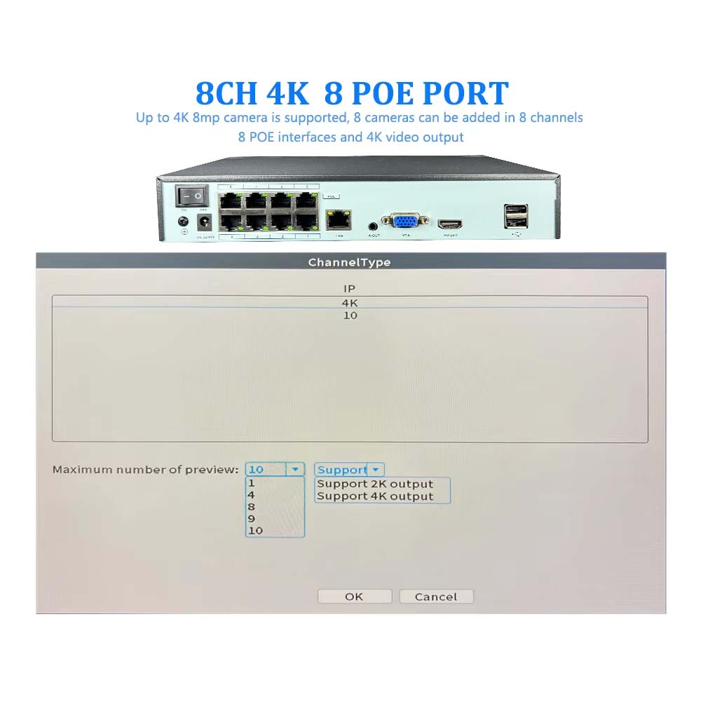 NVR 4K de 10 canales, 4/8 puer - Poe Security Camera 8Mp 4K reseña y precio