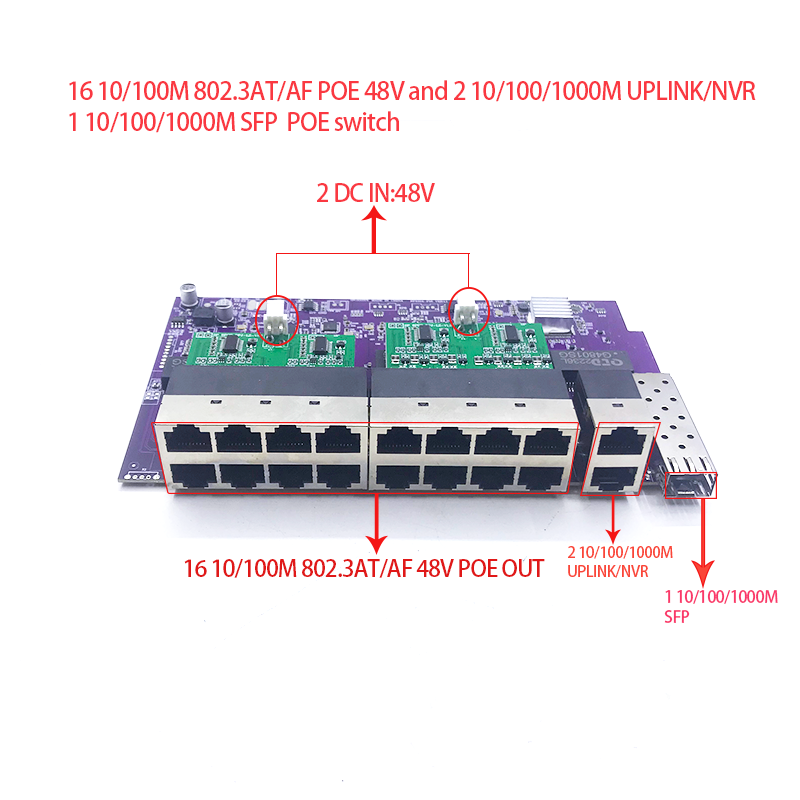 16 puertos 100M 802.3AT/AF POE - Nvr Poe Switch 16 Port reseña y precio