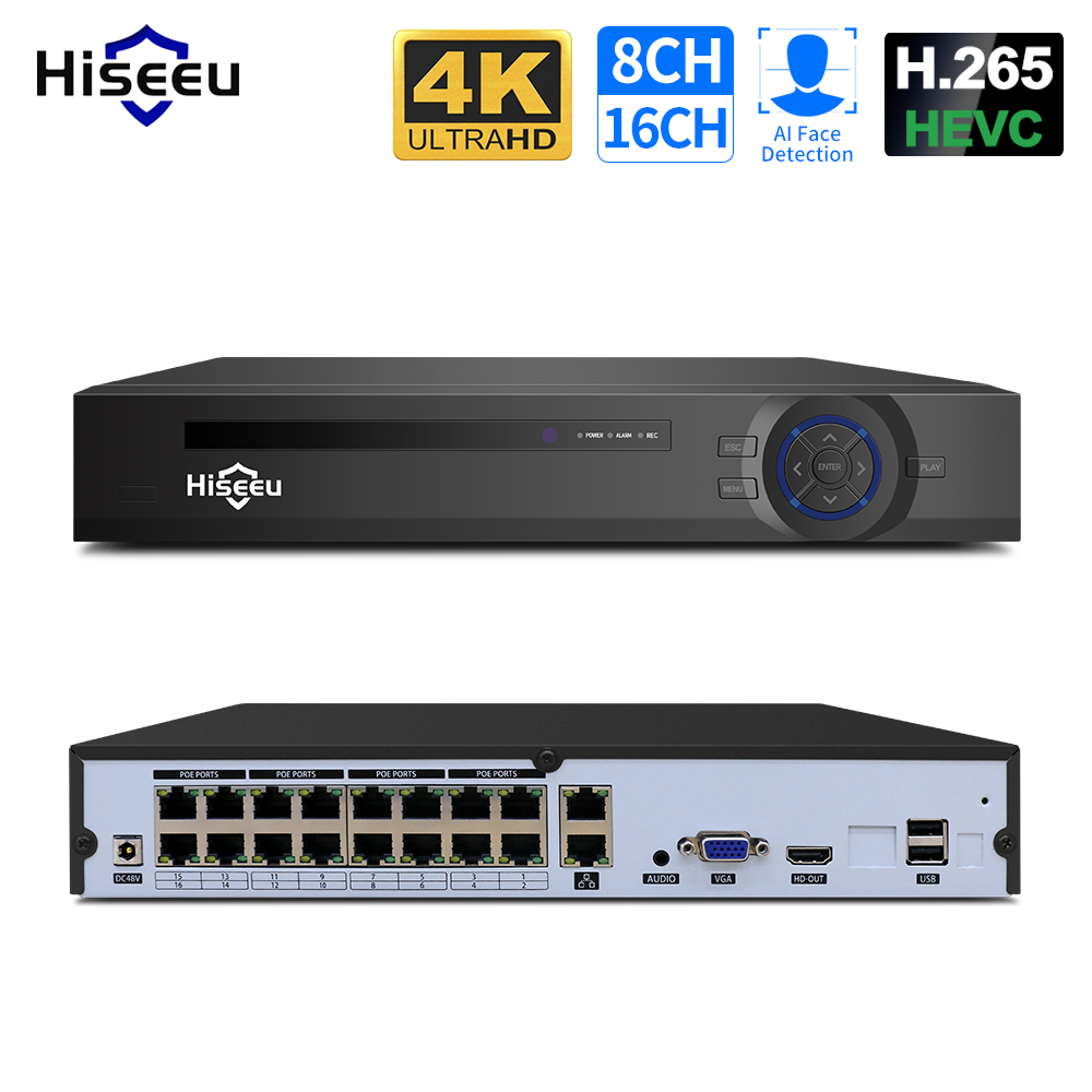 Hiseeu-grabador de vídeo de se - Nvr 16 Channel 4K H265 reseña y precio