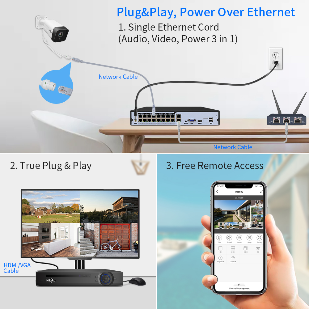 Hiseeu-grabador de vídeo de se - Nvr 16 Channel 4K H265 reseña y precio