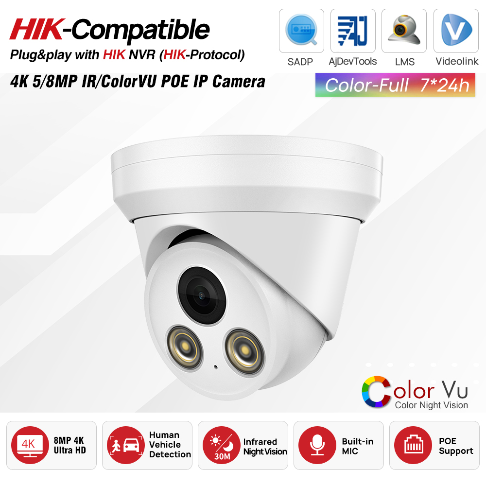 Cámara IP PoE IR/ColorVu de 5M - Hikvision Ip Camera 8Mp Dome reseña y precio